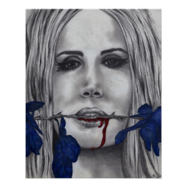 Rose Vampire Woman Goth Originale Kunst Poster