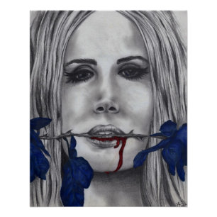 Rose Vampire Woman Goth Originale Kunst Poster