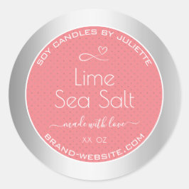Rose Vanilla Scent Pink Silver Soy Kerzen Labels Runder Aufkleber