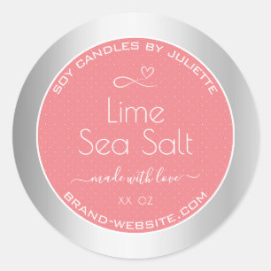 Rose Vanilla Scent Pink Silver Soy Kerzen Labels Runder Aufkleber