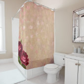 Rose verlasse das Hintergrundbild in Gold Duschvorhang (Beispiel)