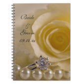 Rose, Verlobung Ring und Perlen Hochzeit Notizblock (Vorderseite)