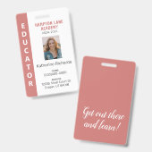 Rose Vertical Stripe Homeschool Educator ID Badge Ausweis (Vorder- & Rückseite)