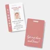 Rose Vertical Stripe Homeschool Student ID Badge Ausweis (Vorder- & Rückseite)