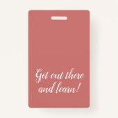 Rose Vertical Stripe Homeschool Student ID Badge Ausweis (Rückseite)