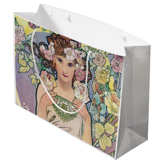 Rose (vier Blume), Alphonse Mucha Große Geschenktüte (Rückseite Schrägansicht)