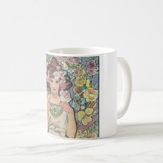 Rose (vier Blume), Alphonse Mucha Kaffeetasse (VorderseiteRechts)