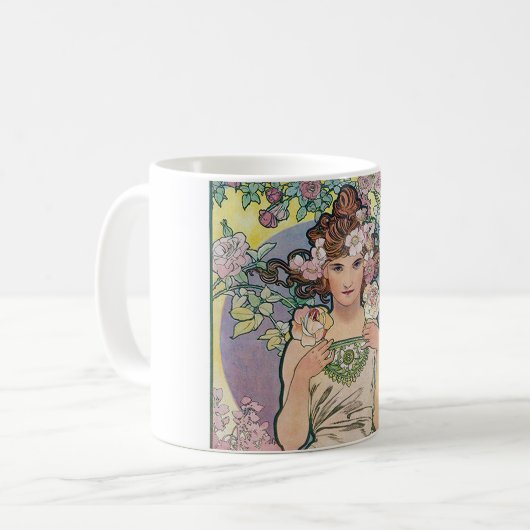 Rose (vier Blume), Alphonse Mucha Kaffeetasse (Vorderseite Links)