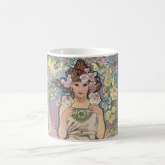 Rose (vier Blume), Alphonse Mucha Kaffeetasse (Mittel)