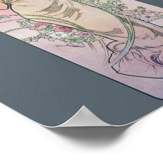 Rose (vier Blume), Alphonse Mucha Poster (Ecke)