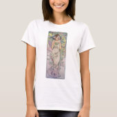 Rose (vier Blume), Alphonse Mucha T-Shirt (Vorderseite)