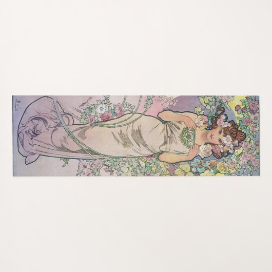 Rose (vier Blume), Alphonse Mucha Yogamatte (Rückseite (Horizontal))