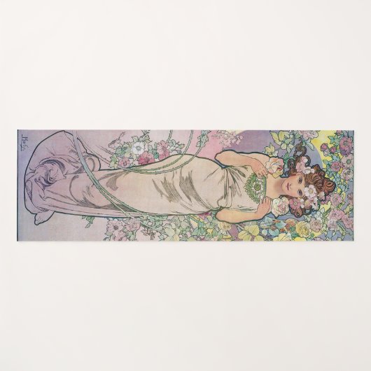 Rose (vier Blume), Alphonse Mucha Yogamatte (Vorderseite (Horizontal))