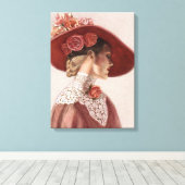 Rose Viktorianisch Lady elegante Dekoration Kunst  Leinwanddruck (Insitu (Holzboden))