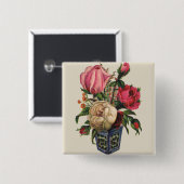 Rose Viktorianische Blume Blumenstrauß Button (Vorne & Hinten)