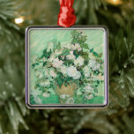 Rose | Vincent van Gogh Ornament Aus Metall<br><div class="desc">Rose (1890) des niederländischen Postimpressionisten Vincent Van Gogh. Das Original ist ein Ölgemälde auf der Leinwand,  das ein Stillleben von weißen Rosen vor einem hellgrünen Hintergrund darstellt. Verwenden Sie die Entwurfstools,  um einen benutzerdefinierten Text hinzuzufügen oder das Bild zu personalisieren.</div>