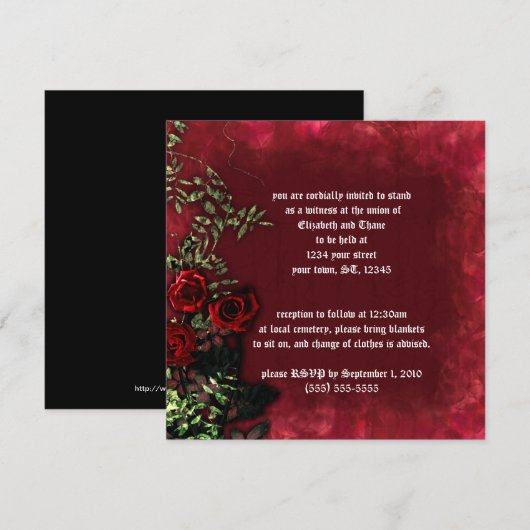Rose Vines Wedding Gothic Einladung (Vorne/Hinten)