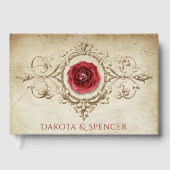 Rose | Vintag Crimson Red Gem Grunge Gästebuch (Vorderseite)