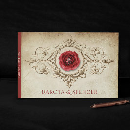 Rose | Vintag Crimson Red Gem Grunge Gästebuch