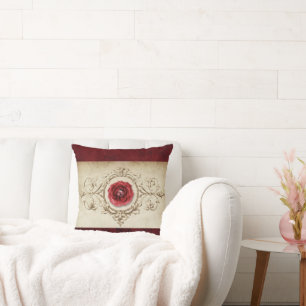 Rose   Vintag Crimson Red Gem Grunge Kissen