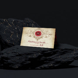 Rose | Vintag Crimson Red Gem Grunge Platzkarte