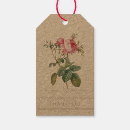 ROSE VINTAGE FLORAL GIFT TAG MIT DANK GESCHENKANHÄNGER