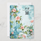 Rose, Vintage Mauer und Sea Beach Hochzeit Einladung (Rückseite)