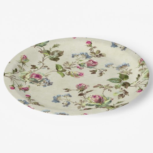 Rose Vintage Pappteller (Schrägansicht)
