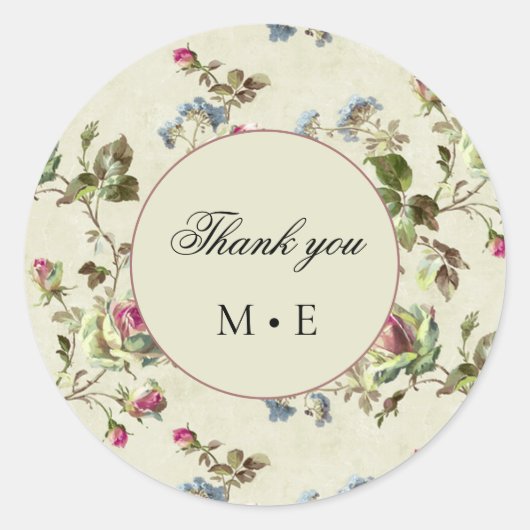 Rose Vintage Runder Aufkleber (Vorderseite)