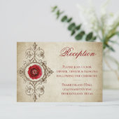 Rose | Vintager Grunge Crimson Empfang Begleitkarte (Stehend Vorderseite)