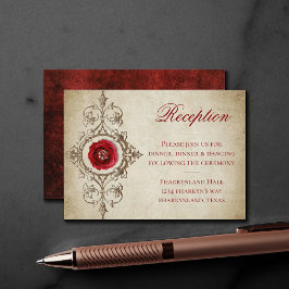 Rose | Vintager Grunge Crimson Empfang Begleitkarte