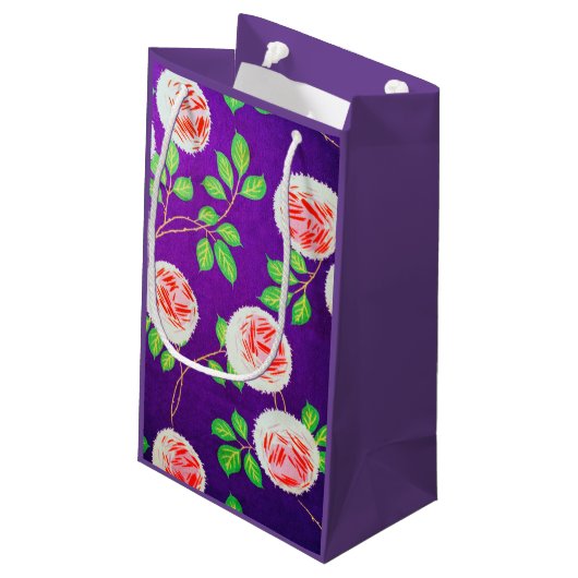 Rose, Vintages japanisches Design Kleine Geschenktüte (Rückseite Schrägansicht)