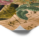 Rose, Vintages Musikpapier Poster (Ecke)