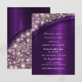 Rose Violet Glitzer Brautparty Geburtstag Sweet Einladung