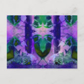 Rose Vögel, Abstrakter Violettrosa Zyklus Postkarte (Vorderseite)