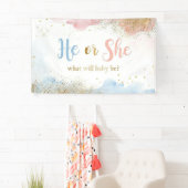 Rose von Aquarellen Gold und Navy Blue Gender Banner (Insitu)