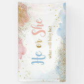 Rose von Aquarellen Gold und Navy Blue Gender Banner (Vertikal)