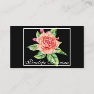 Rose von Aquarellen in Rahmen Visitenkarte