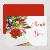 Rose von Aquarellen und Tulip Danke Karte (Vorne/Hinten)