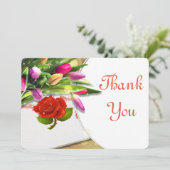 Rose von Aquarellen und Tulip Danke Karte (Stehend Vorderseite)