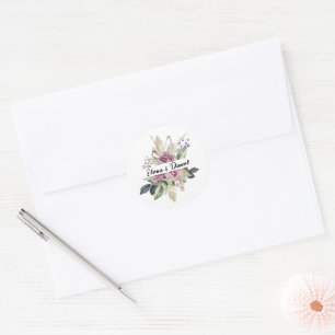 Rose von Aquarellpinken Runder Aufkleber