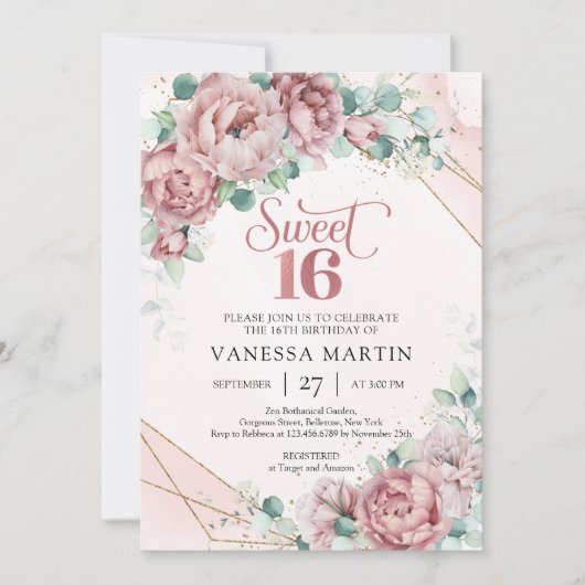 Rose von Boho Einladung (Vorderseite)