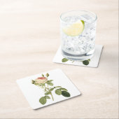 Rose von Doppelmoos durch Redouté Rechteckiger Pappuntersetzer (Vor Ort)