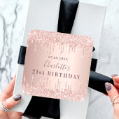 Rose von Glitzer-Tropfen Quadratischer Aufkleber