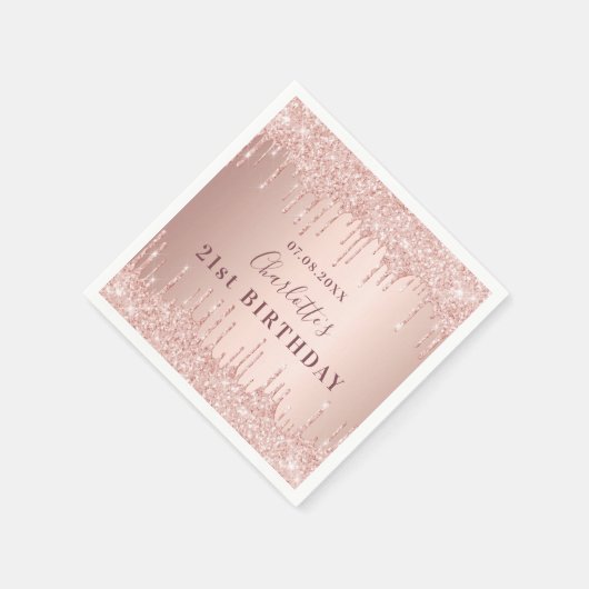 Rose von Glitzer-Tropfen Serviette (Ecke)