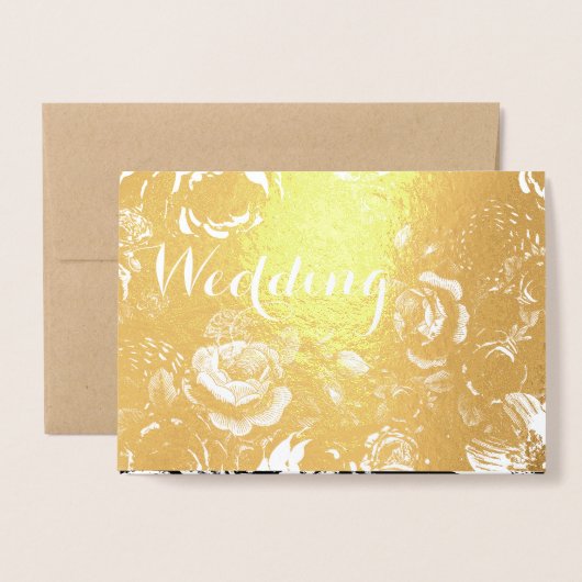 Rose von Goldfolie Typografie Hochzeitseinladungen Folienkarte (Vorderseite mit Umschlag)