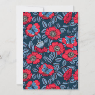 Rose von Hunden und Schmetterlinge in blau und rot