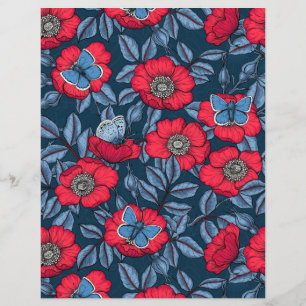 Rose von Hunden und Schmetterlinge in blau und rot