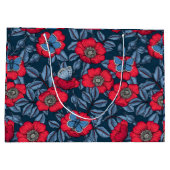 Rose von Hunden und Schmetterlinge in blau und rot Große Geschenktüte (Rückseite)