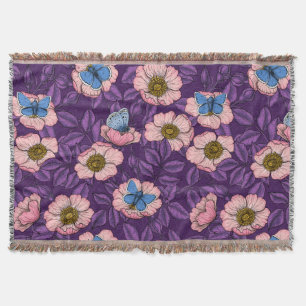 Rose von Hunden und Schmetterlinge in rosa und lil Decke